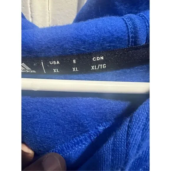 ADIDAS KANSAS JAYHAWKS MENS KU BLUE FLEECE KC FLAG LONG SLEEVE HOODIE XL NWOT - Picture 6 of 6